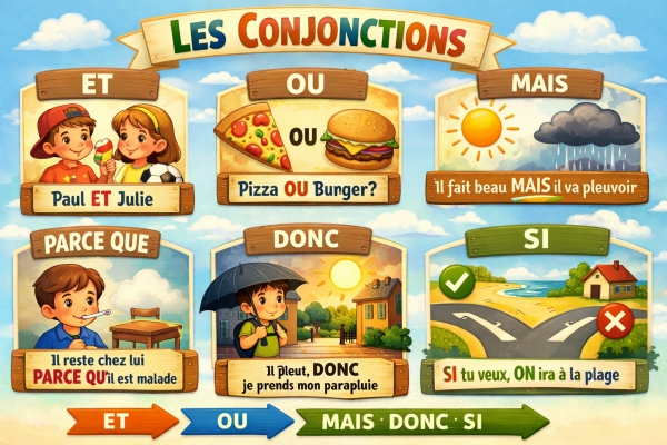CONJONCTIONS ET EXEMPLES D&rsquo;EMPLOI