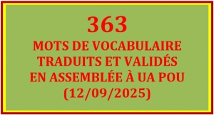 LISTE DES 363 MOTS TRADUITS ET VALIDÉS À UA POU (12/09/2025)